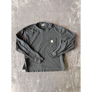 Carhartt Boys L 12-14 Loose Long Sleeve Pocket T-Shirt Charcoal Black Crewneck